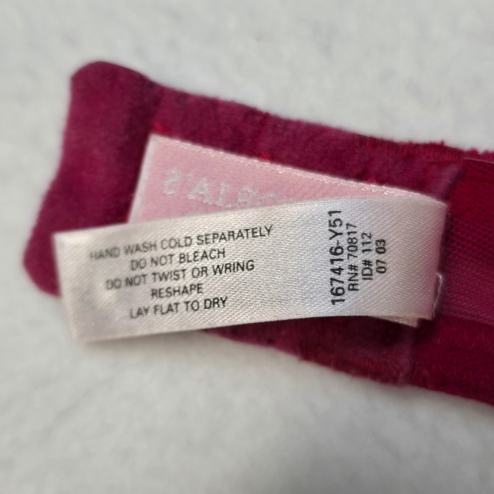 Victoria's Secret Wine Red Embroidered Unlined Underwire Demi Bra 36B - Picture 7 of 7